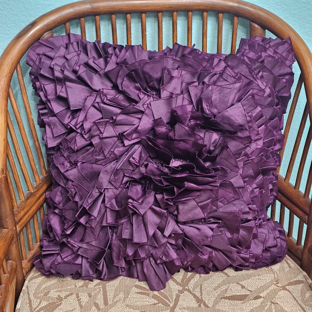Pier 1 Imports Purple Ruffled Textured Decorative Throw Pillow Square 16x16